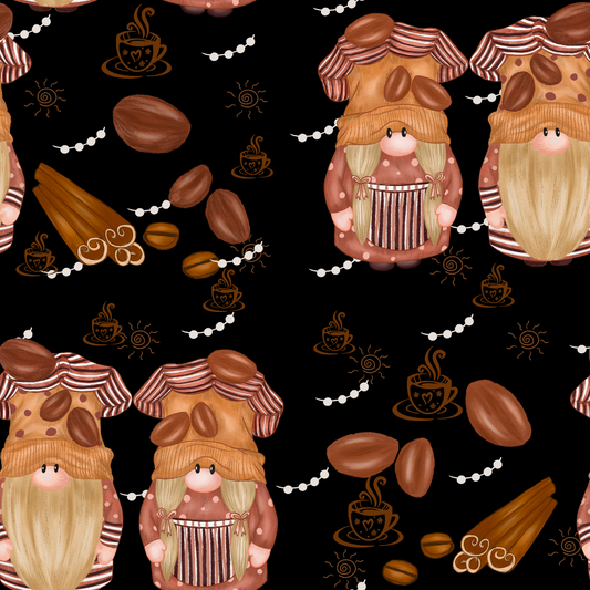 Coffee Gnomes Pattern 1 Quilting Cotton Fabric
