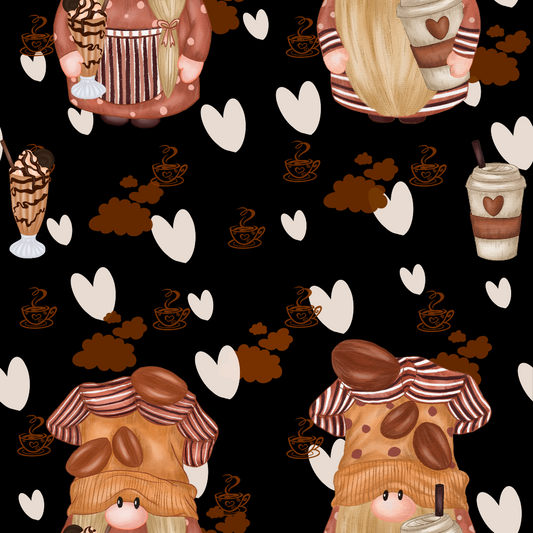 Coffee Gnomes Pattern 8 Quilting Cotton Fabric