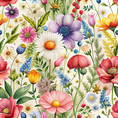 Colorful Bliss Wildflowers Pattern 1 Quilting Cotton Fabric
