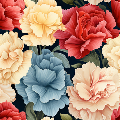 Colorful Carnation Flowers Pattern 10 Quilting Cotton Fabric