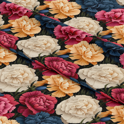 Colorful Carnation Flowers Pattern 11 Quilting Cotton Fabric