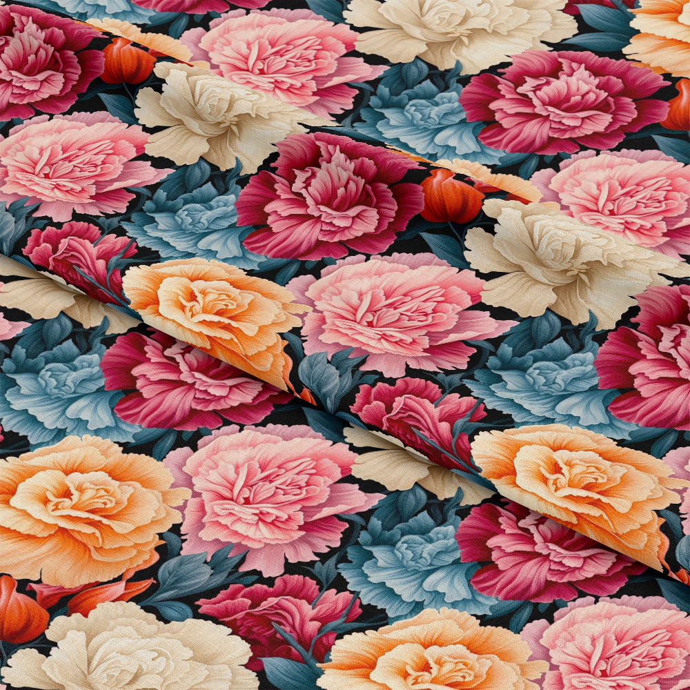 Colorful Carnation Flowers Pattern 5 Quilting Cotton Fabric