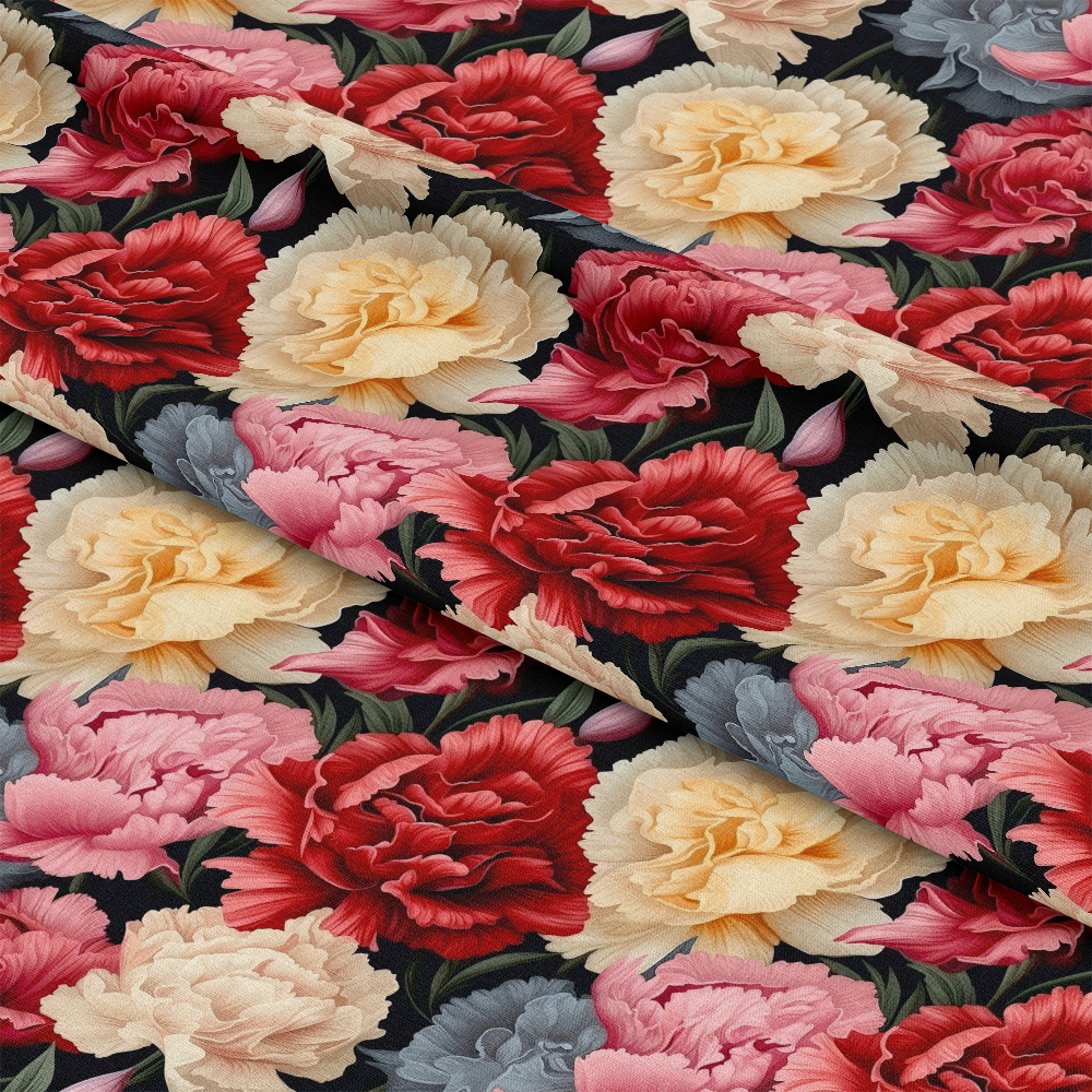 Colorful Carnation Flowers Pattern 9 Quilting Cotton Fabric