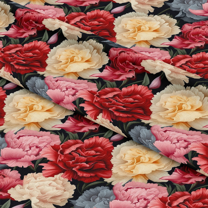 Colorful Carnation Flowers Pattern 9 Quilting Cotton Fabric