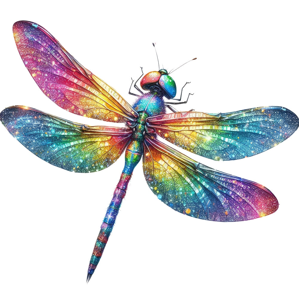 Colorful Dragonfly Fabric Panel 18 featuring a vibrant, multicolored dragonfly design printed on premium quilting cotton.