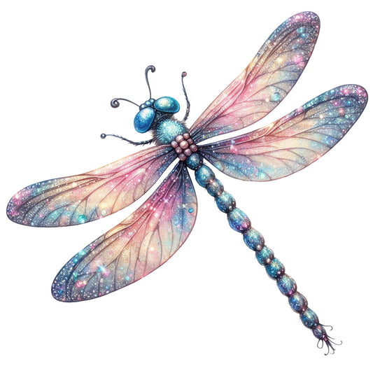 Colorful Dragonfly Fabric Panel 4 featuring a detailed, vibrant dragonfly with shimmering pastel wings on premium quilting cotton.