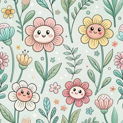 Comic Wildflowers Pattern 3 Quilting Cotton Fabric