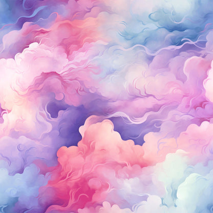 Cotton Candy Swirly Pastel Clouds Pattern 4 Quilting Cotton Fabric