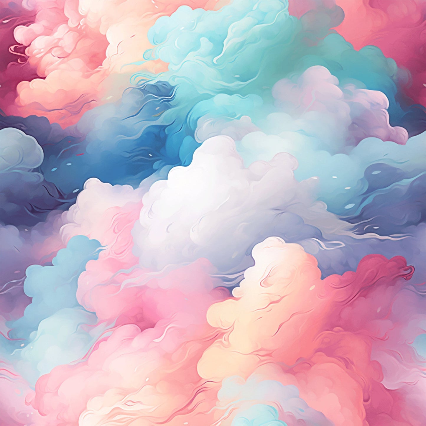 Cotton Candy Swirly Pastel Clouds Pattern 8 Quilting Cotton Fabric