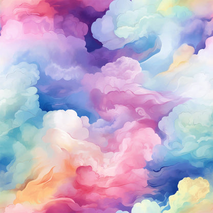 Cotton Candy Swirly Pastel Clouds Pattern 9 Quilting Cotton Fabric