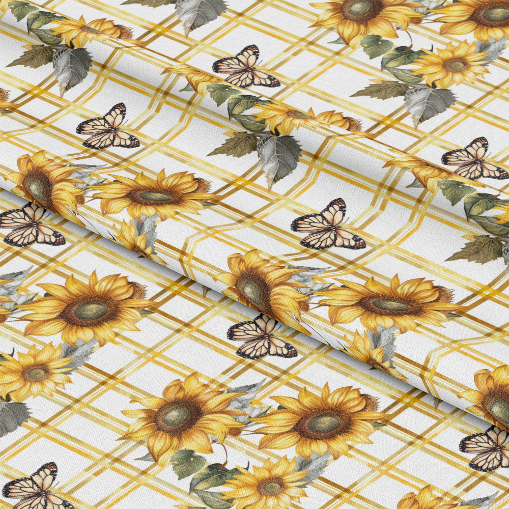 Country Sunflower Butterfly Pattern 1 Quilting Cotton Fabric
