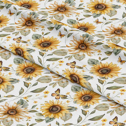 Country Sunflower Butterfly Pattern 9 Quilting Cotton Fabric