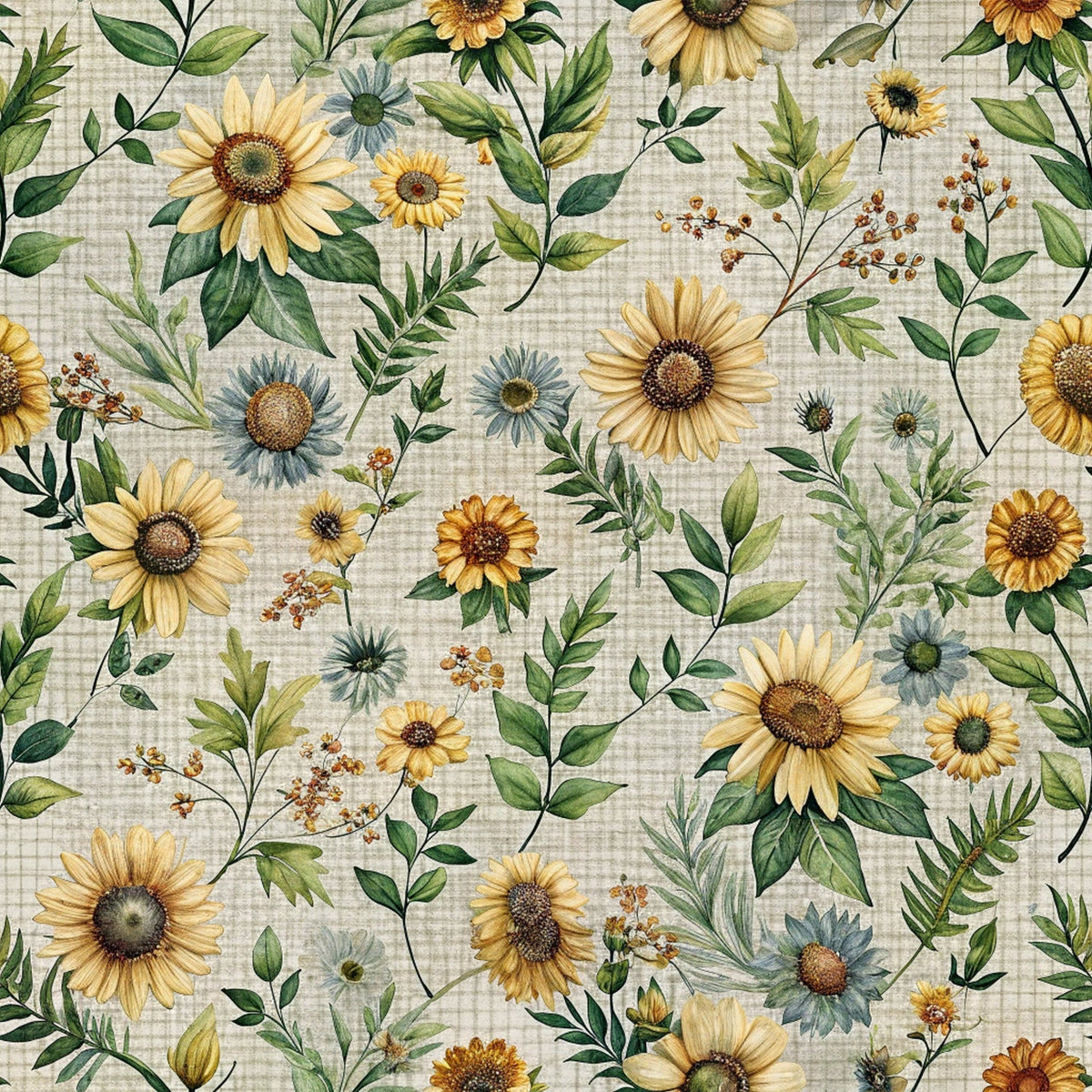 Sunflower Linen Pattern 1 Minky Fabric