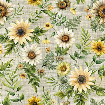 Sunflower Linen Pattern 3 Minky Fabric