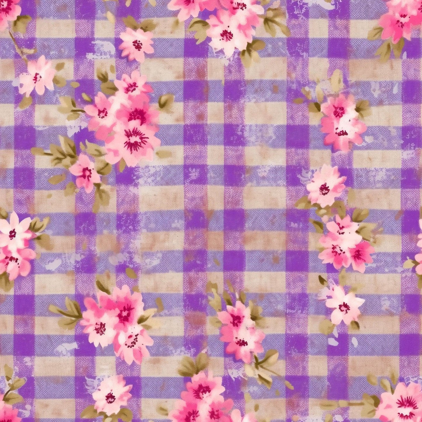 Country Girl Pastel Pink Plaid Pattern 10 Quilting Cotton Fabric