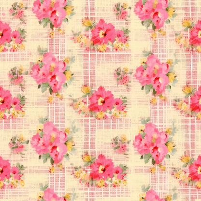 Country Girl Pastel Pink Plaid Pattern 16 Quilting Cotton Fabric