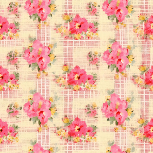 Country Girl Pastel Pink Plaid Pattern 16 Quilting Cotton Fabric