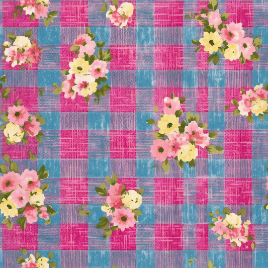 Country Girl Pastel Pink Plaid Pattern 18 Quilting Cotton Fabric