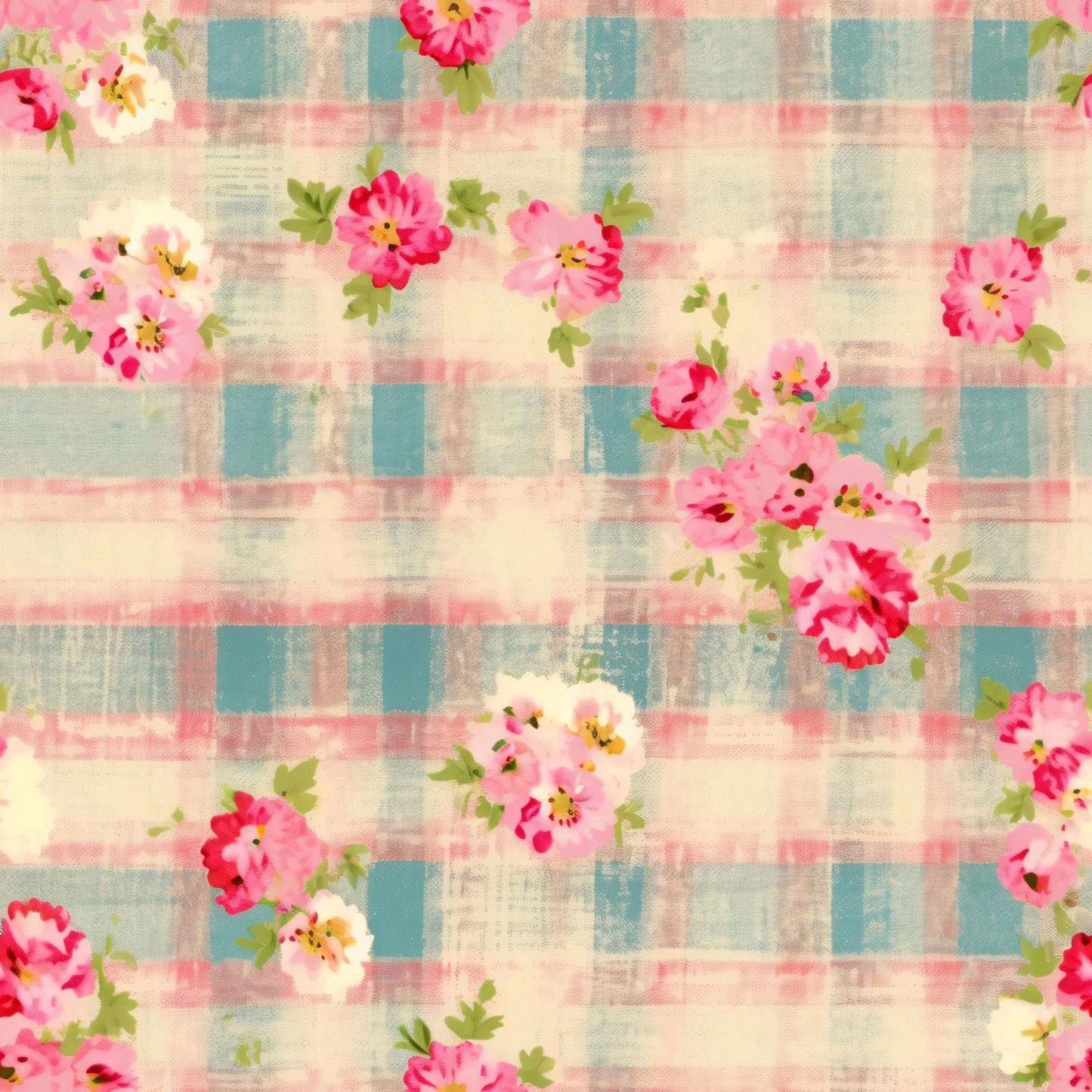Country Girl Pastel Pink Plaid Pattern 20 Quilting Cotton Fabric