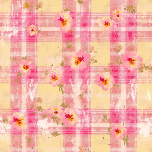 Country Girl Pastel Pink Plaid Pattern 5 Quilting Cotton Fabric