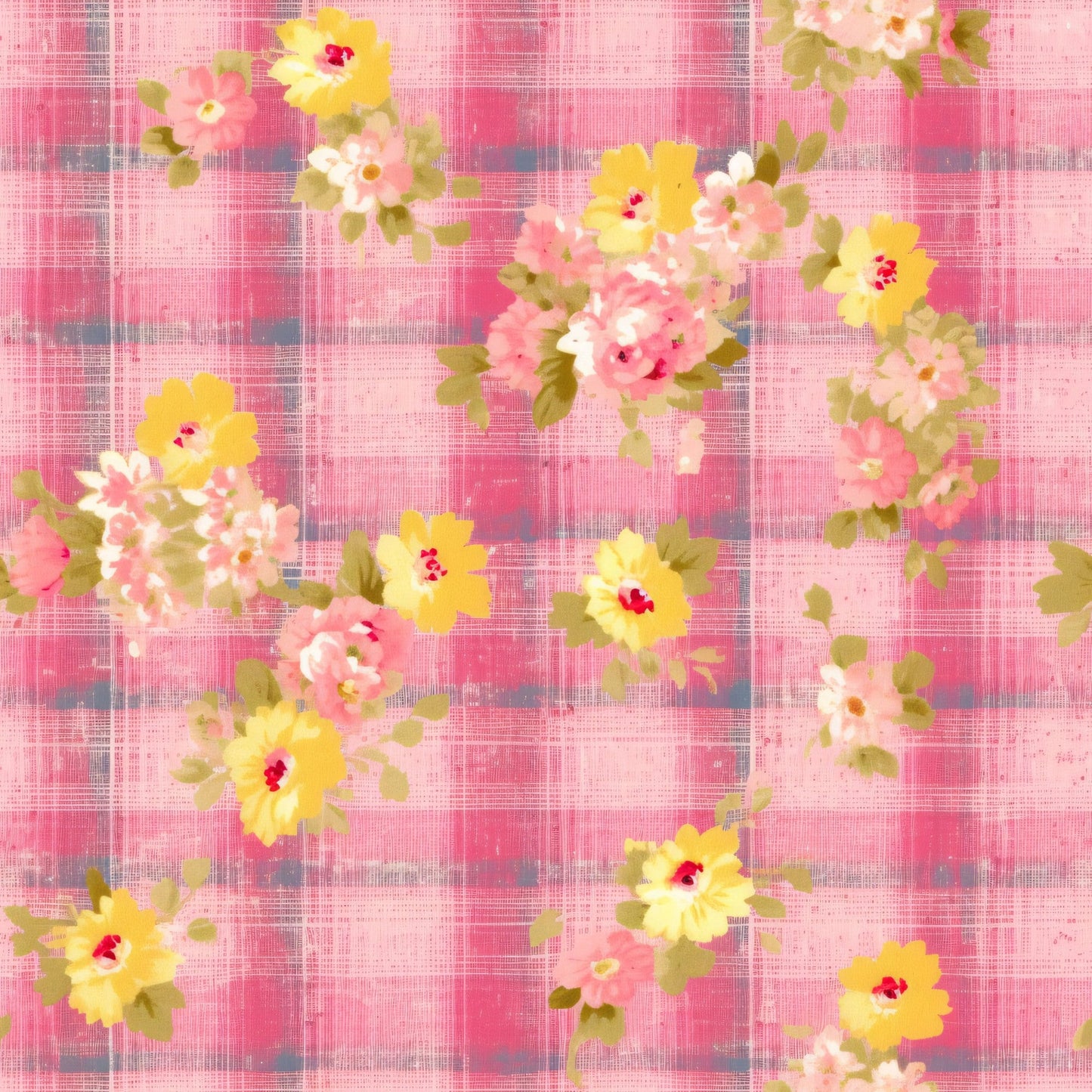 Country Girl Pastel Pink Plaid Pattern 8 Quilting Cotton Fabric