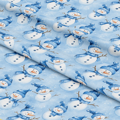 Cozy Winter Snowman Quilting Cotton Fabric