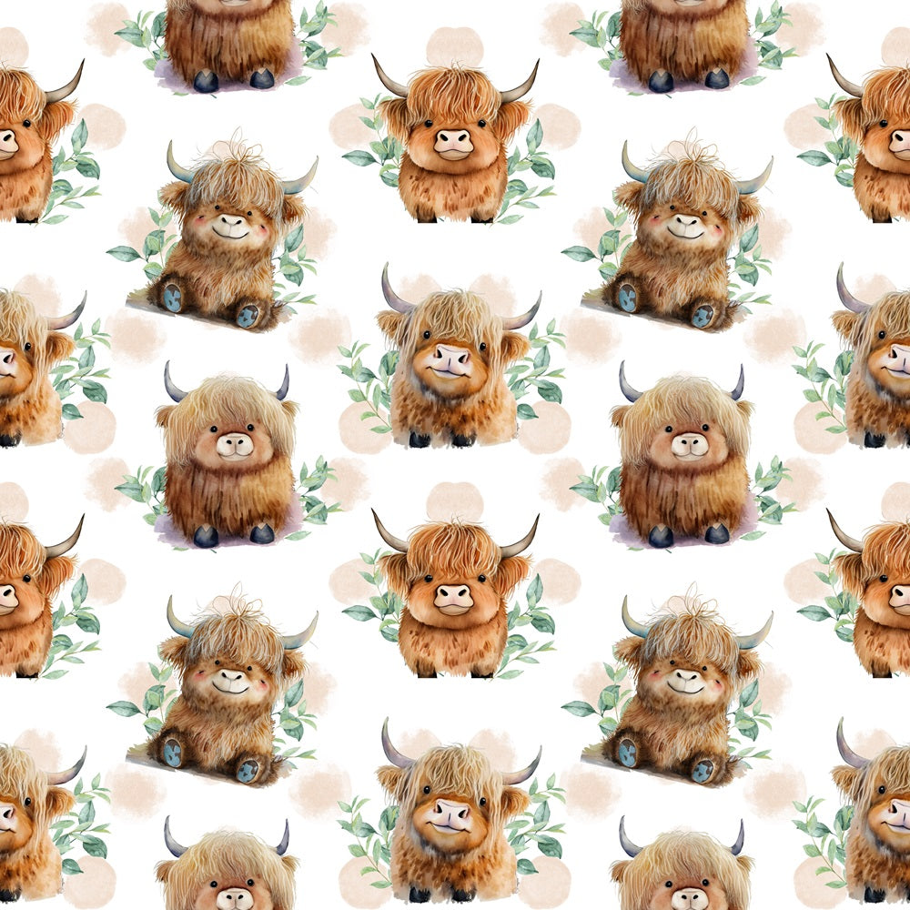 Cute Baby Highland Cows Minky Fabric