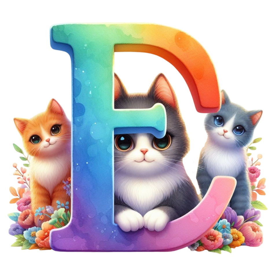 Cute Cats Letters – QuiltingFabricPanels.com