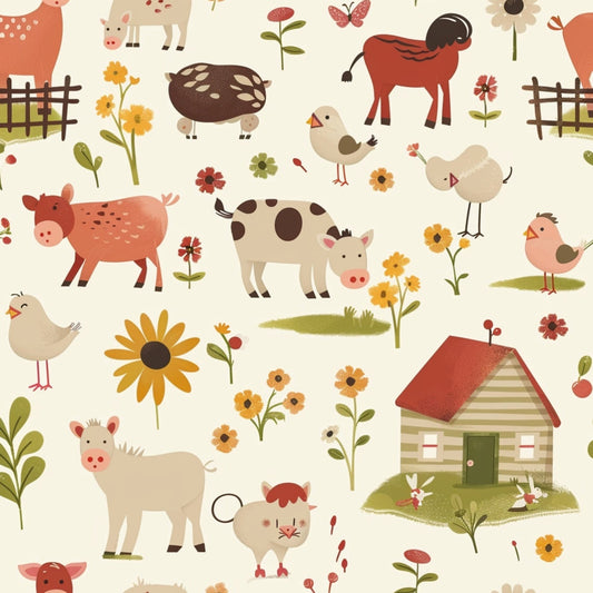 Cute Farm Babies Pattern 14 Quilting Cotton Fabric