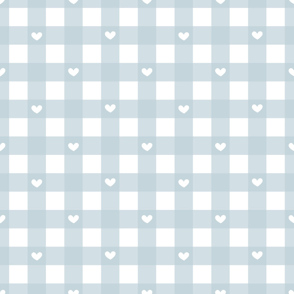 Dusty Blue Hearts Pattern 14 Minky Fabric