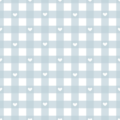 Dusty Blue Hearts Pattern 14 Minky Fabric