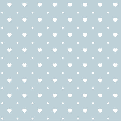 Dusty Blue Hearts Pattern 15 Minky Fabric