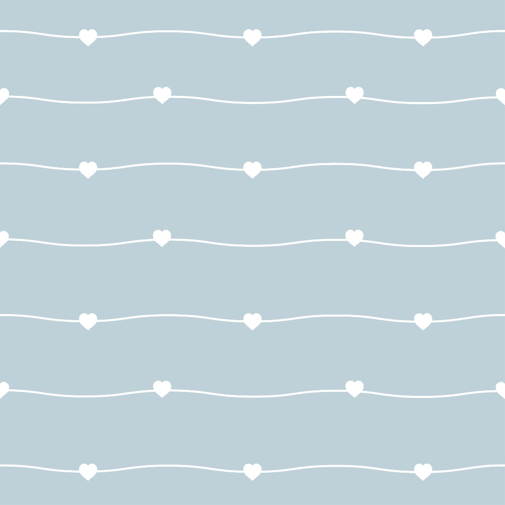 Dusty Blue Hearts Pattern 16 Minky Fabric