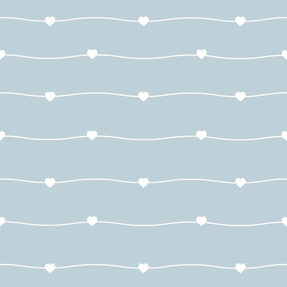Dusty Blue Hearts Pattern 16 Minky Fabric