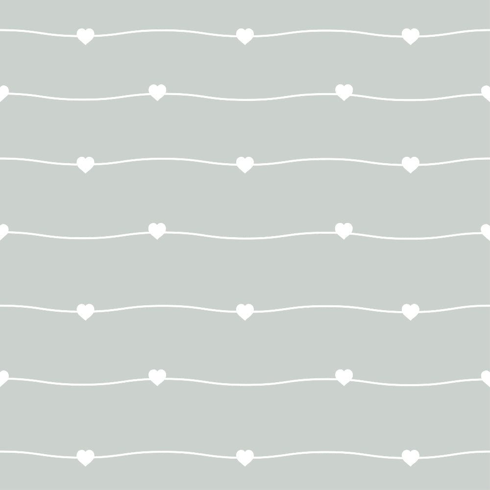 Dusty Blue Hearts Pattern 4 Minky Fabric