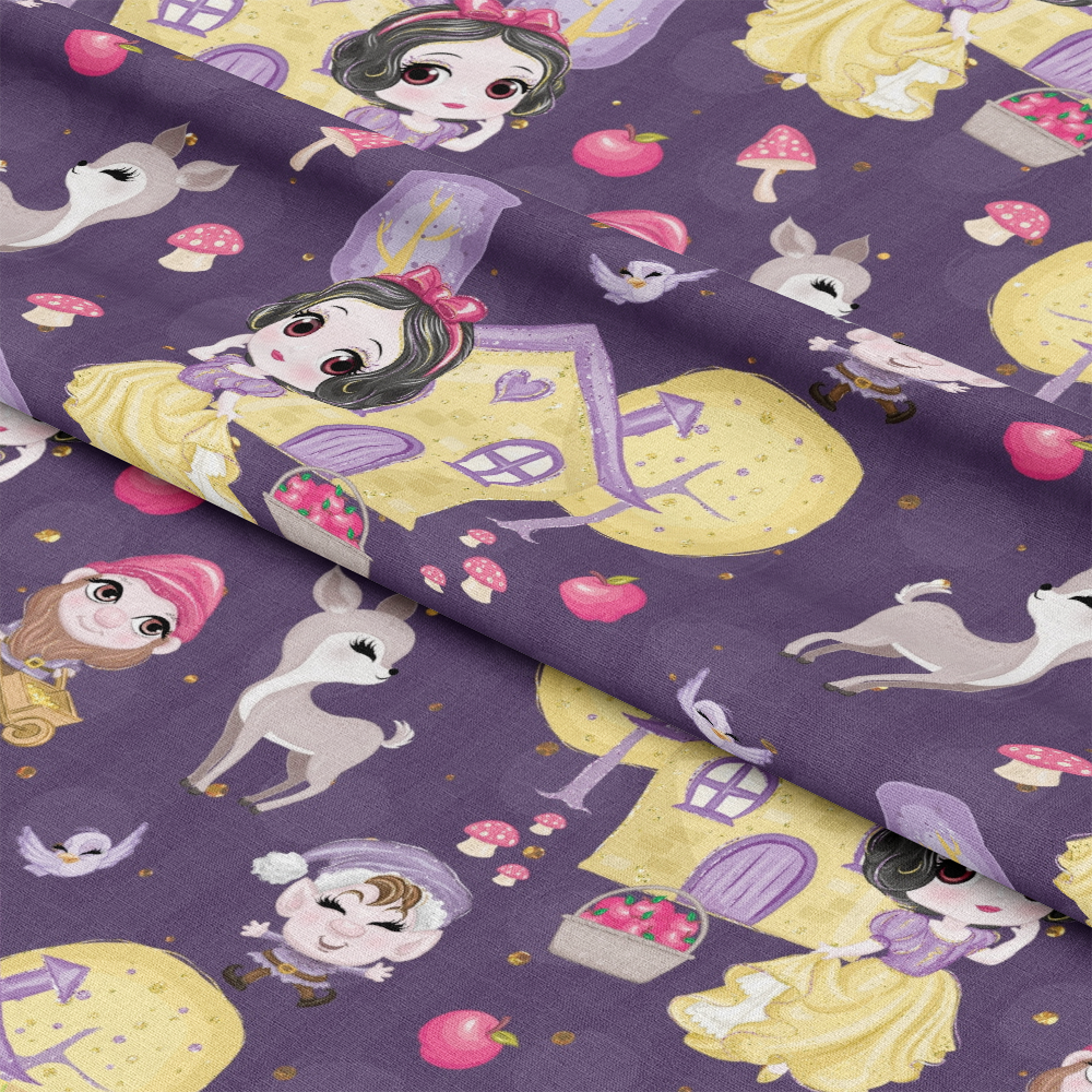 Cute Snow White Fairy Tale Pattern 6 Quilting Cotton Fabric