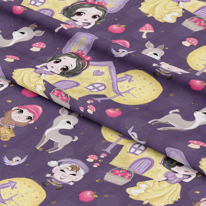 Cute Snow White Fairy Tale Pattern 6 Quilting Cotton Fabric
