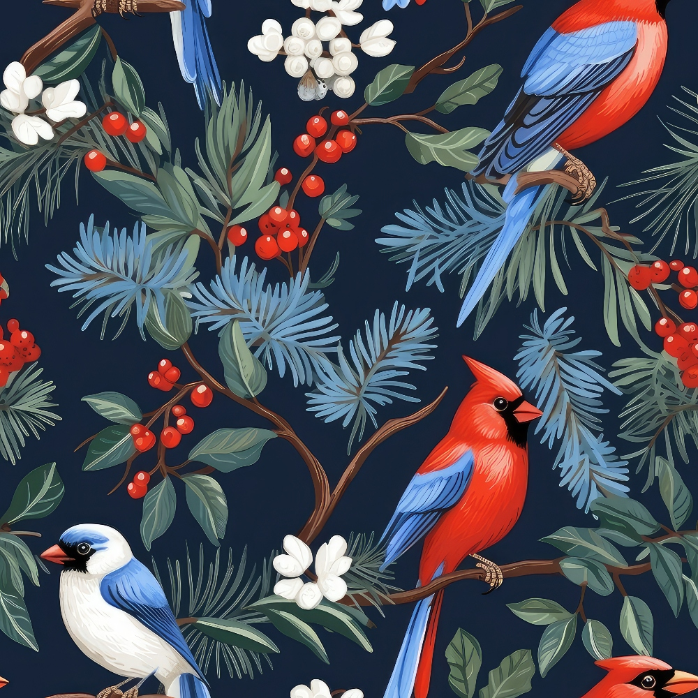 Cardinal Pines Pattern 2 Minky Fabric