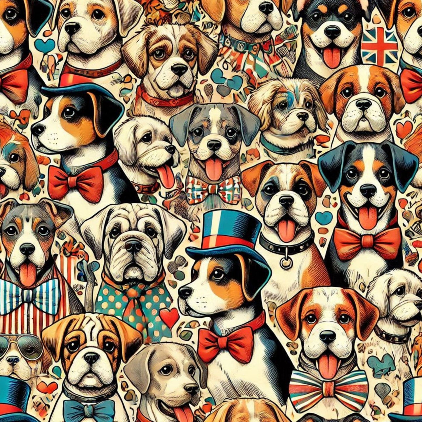 Cute Dog Pattern 17 Quilting Cotton Fabric