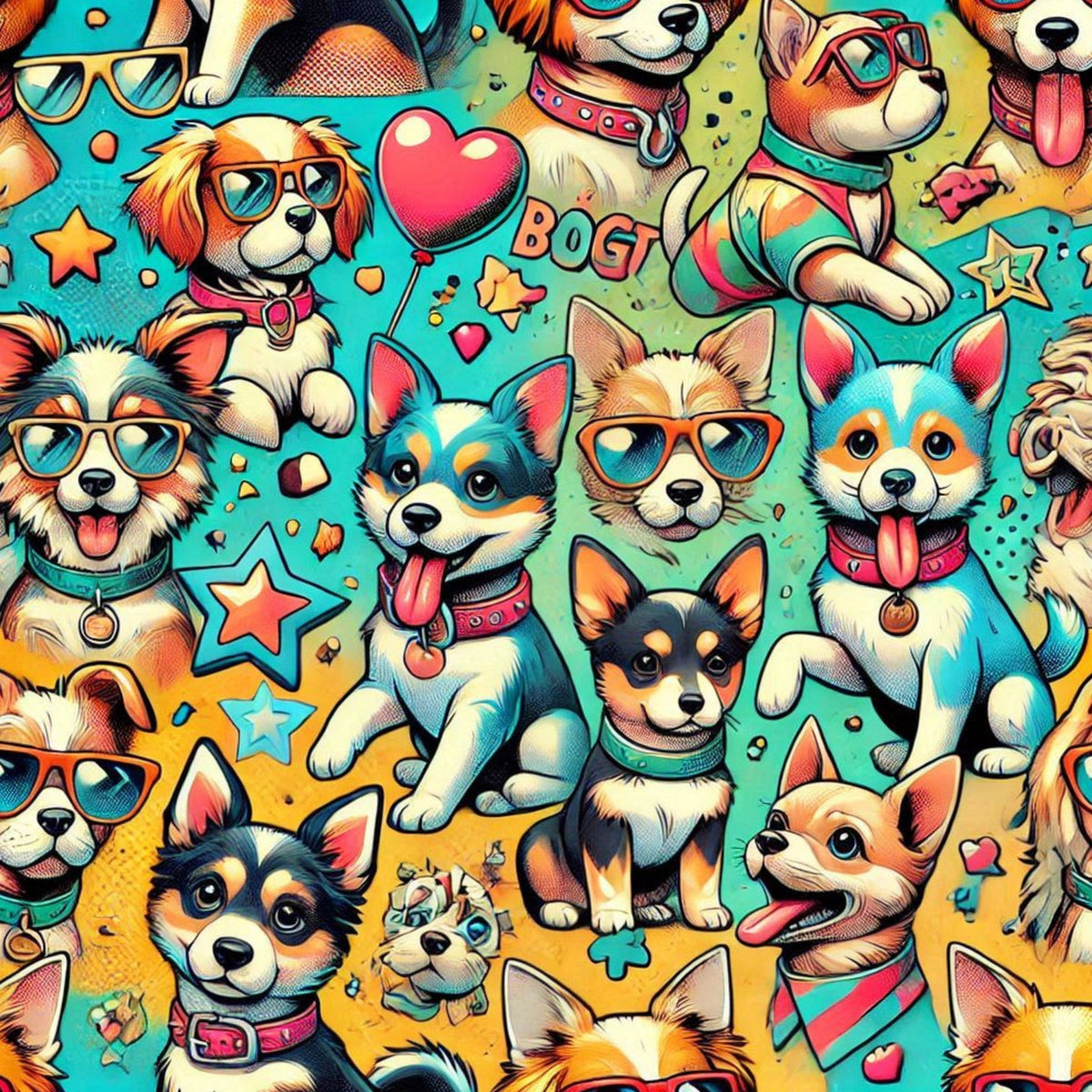 Cubist Canines Pattern 23 Minky Fabric