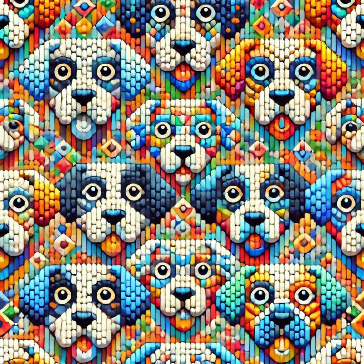 Cubist Canines Pattern 2 Minky Fabric