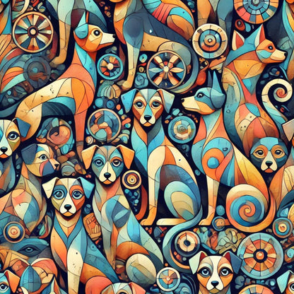 Cubist Canines Pattern 37 Minky Fabric