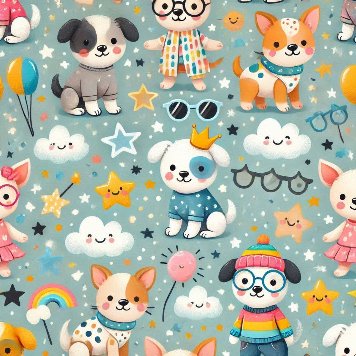 Cubist Canines Pattern 4 Minky Fabric