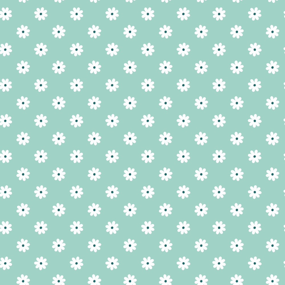 Daisies on Mint Quilting Cotton Fabric