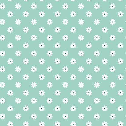 Daisies on Mint Quilting Cotton Fabric
