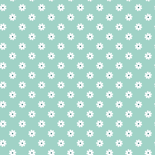 Daisies on Mint Quilting Cotton Fabric