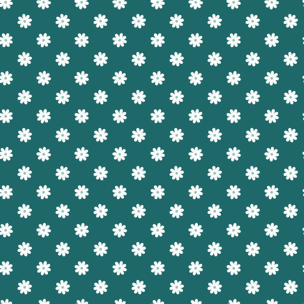 Daisies on Teal Quilting Cotton Fabric