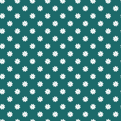 Daisies on Teal Quilting Cotton Fabric