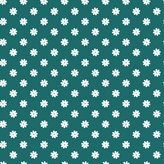 Daisies on Teal Quilting Cotton Fabric