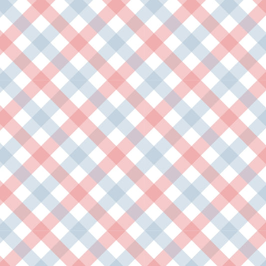 Diagonal Gingham Spindle on Peach Puff Quilting Cotton Fabric